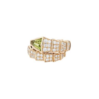 Bulgari Serpenti Viper ring in yellow gold, peridot and diamonds