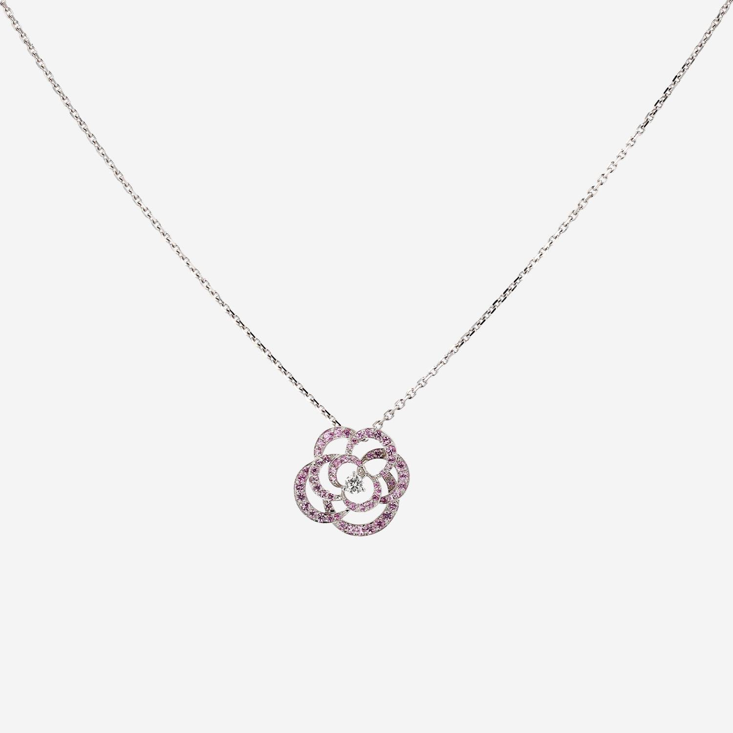 Chanel Camelia pendant in white gold, sapphires and diamonds