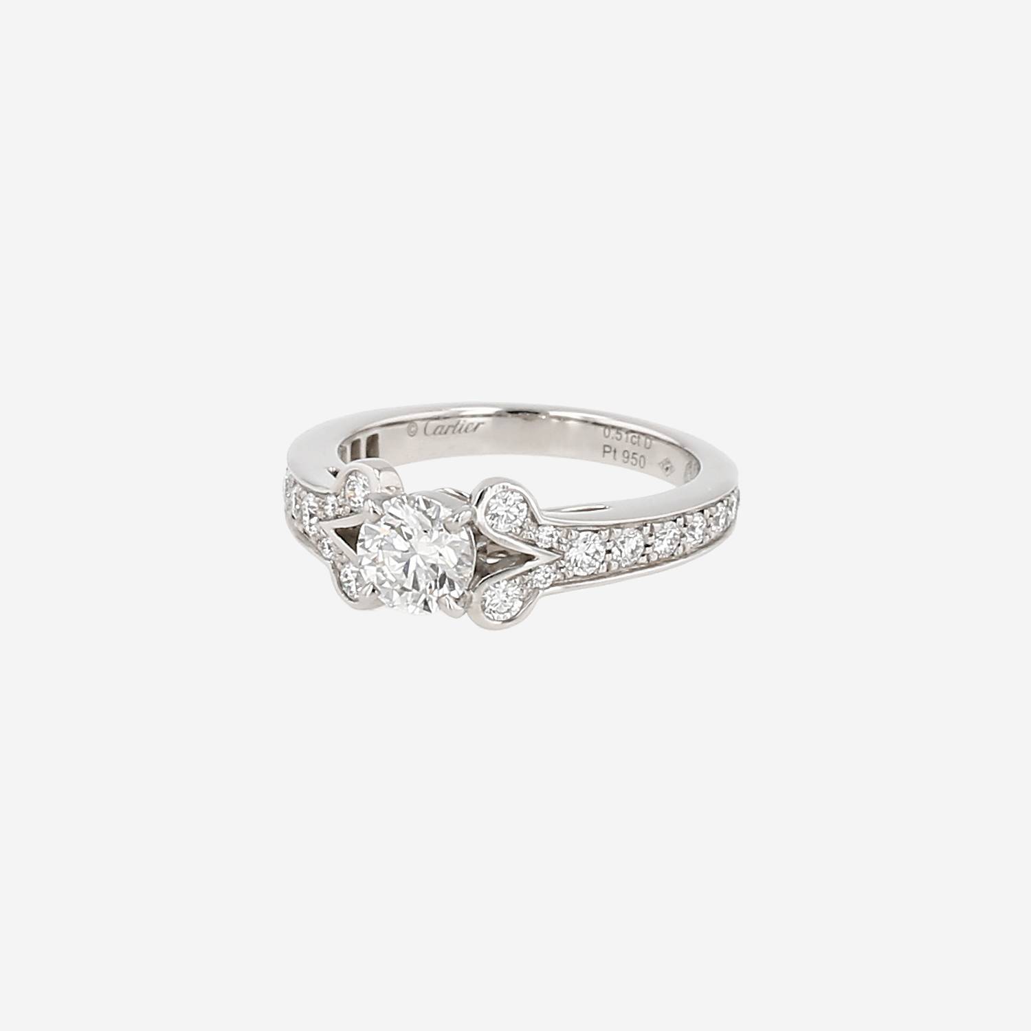 Bague solitaire Cartier Ballerine en platine et diamants