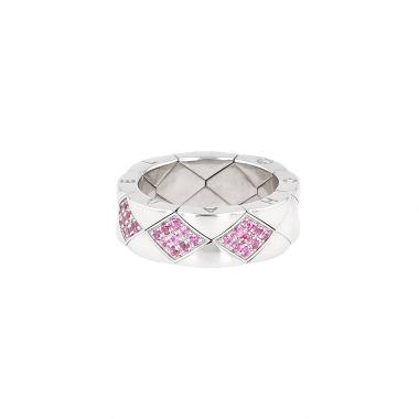 Anello semi-flessibile Chanel Matelassé in oro bianco e zaffiri rosa