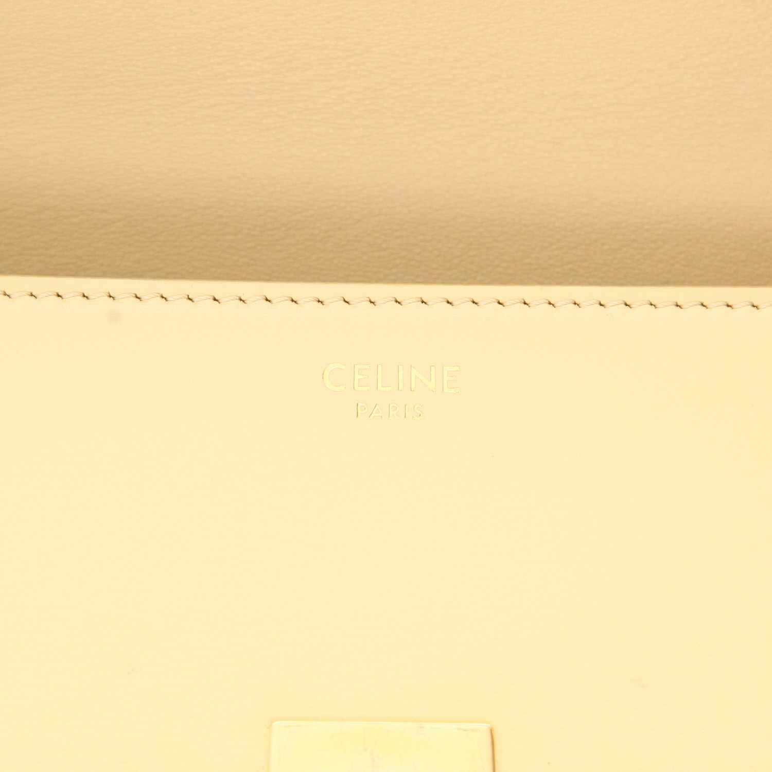 Bolso de mano Celine  Claude en cuero amarillo - Detail D2