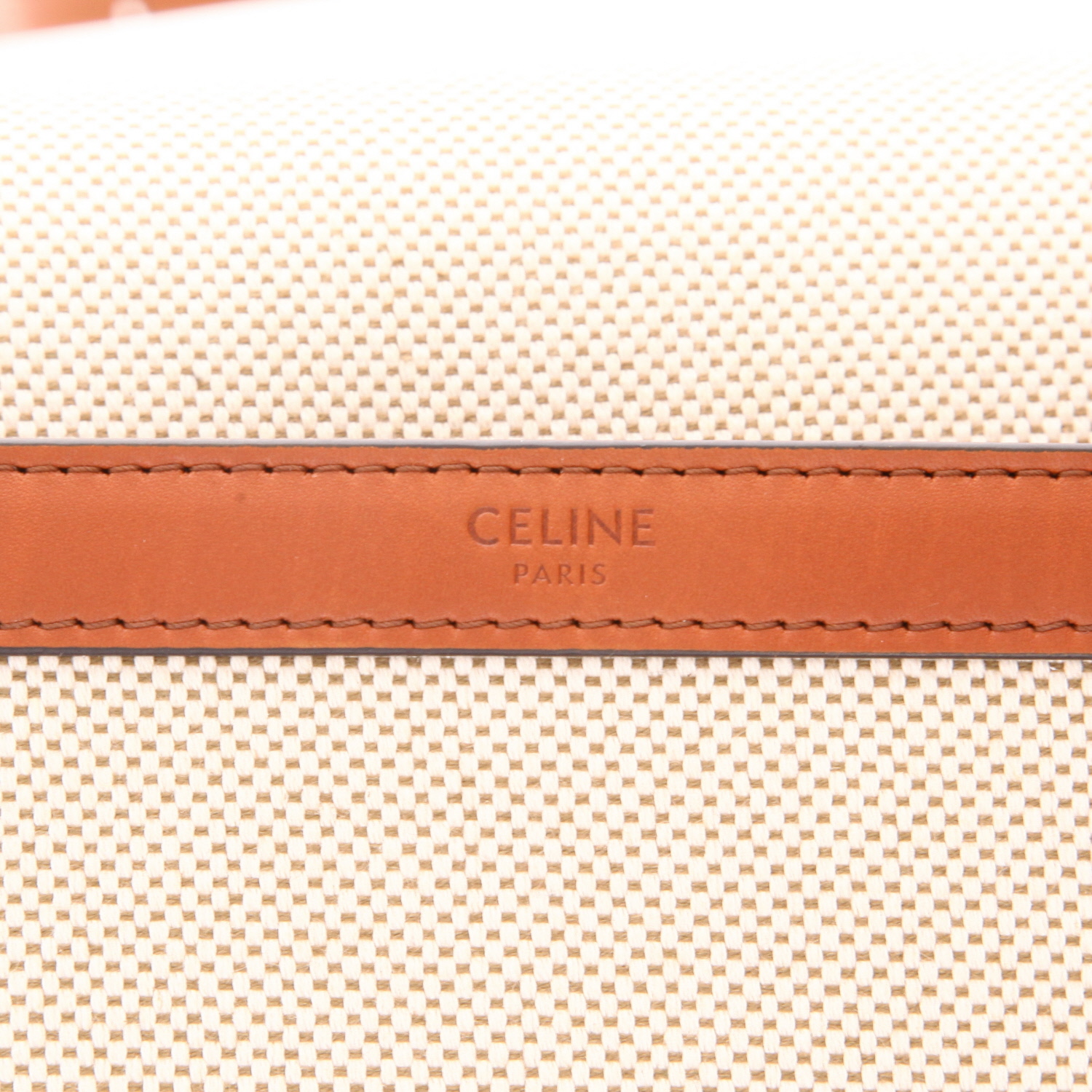 Bolso bandolera Celine  Triomphe en cuero marrón y lona beige - Detail D2