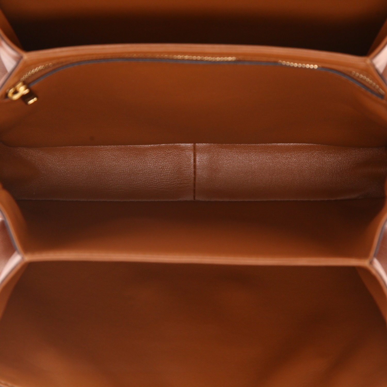 Borsa a tracolla Celine  Triomphe in pelle marrone e tela beige - Detail D3