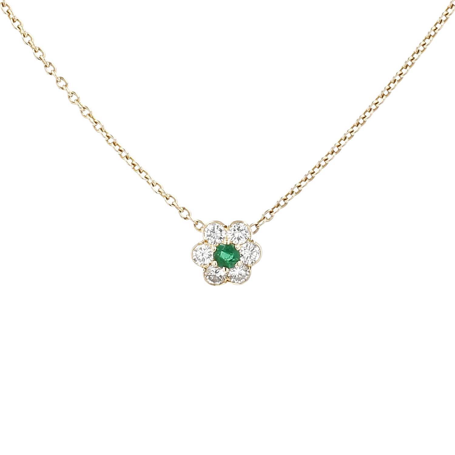 Collier Boucheron en or jaune, émeraude et diamants