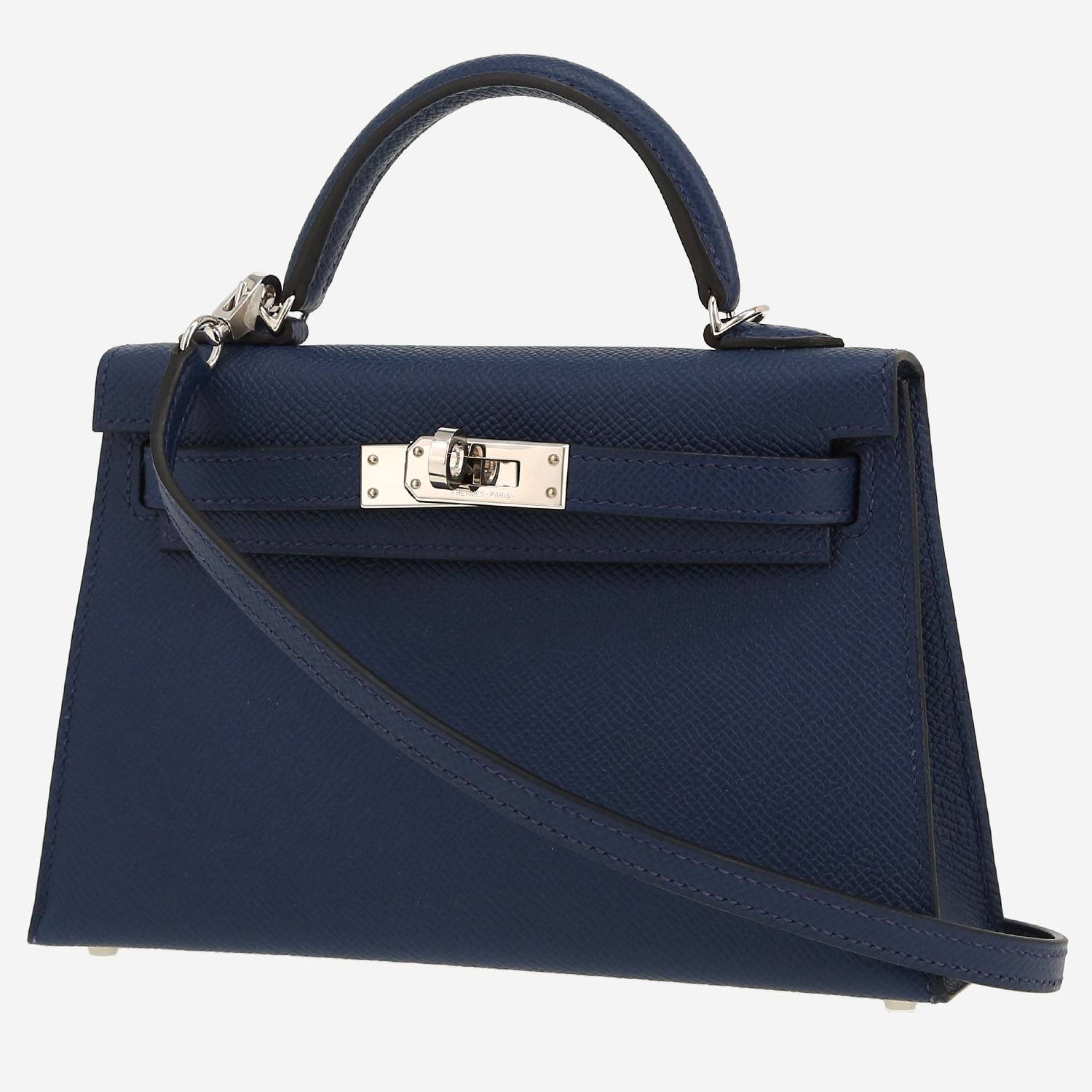 Hermès  Kelly 20 cm shoulder bag  in navy blue epsom leather
