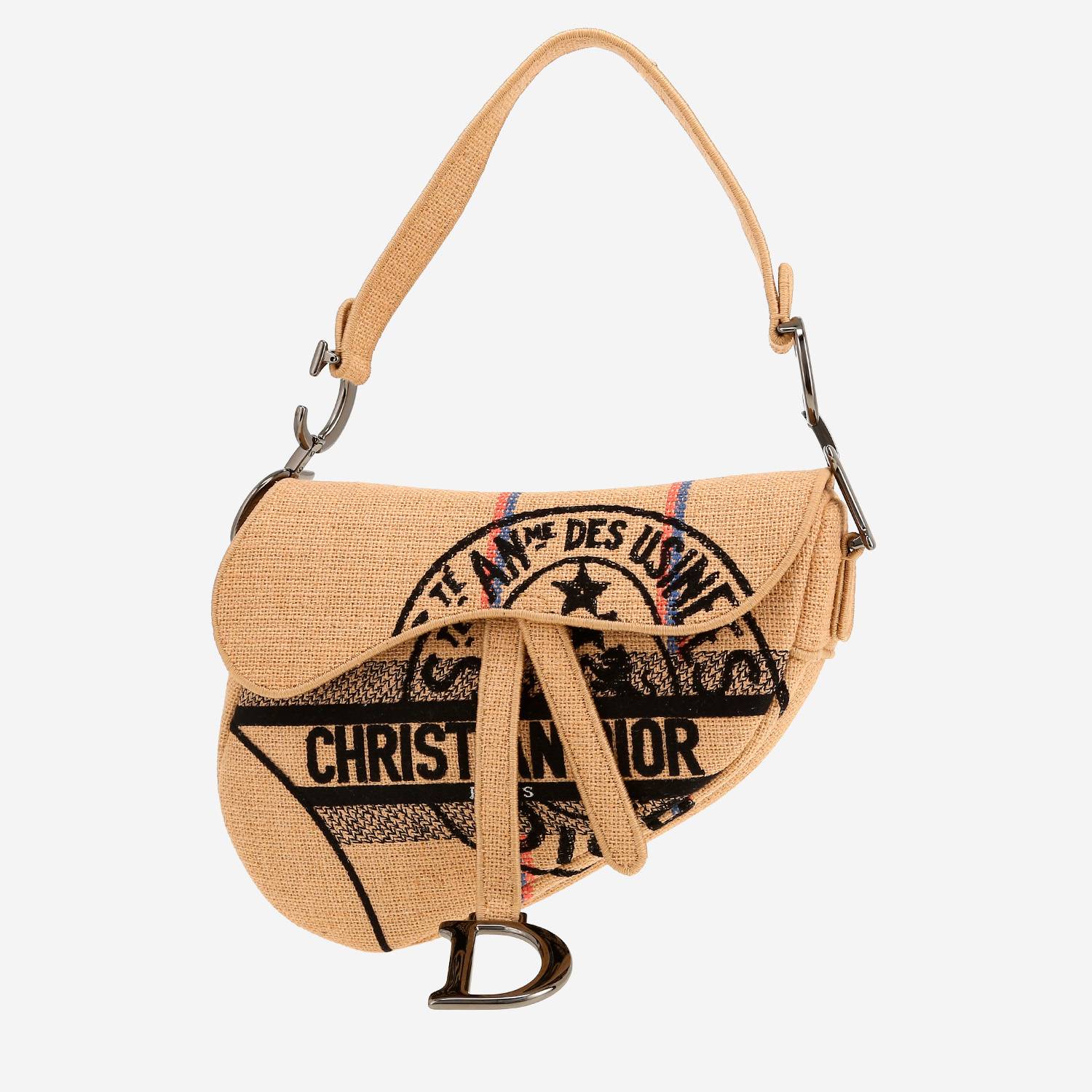 Bolso de mano Dior  Saddle modelo mediano  en raffia beige