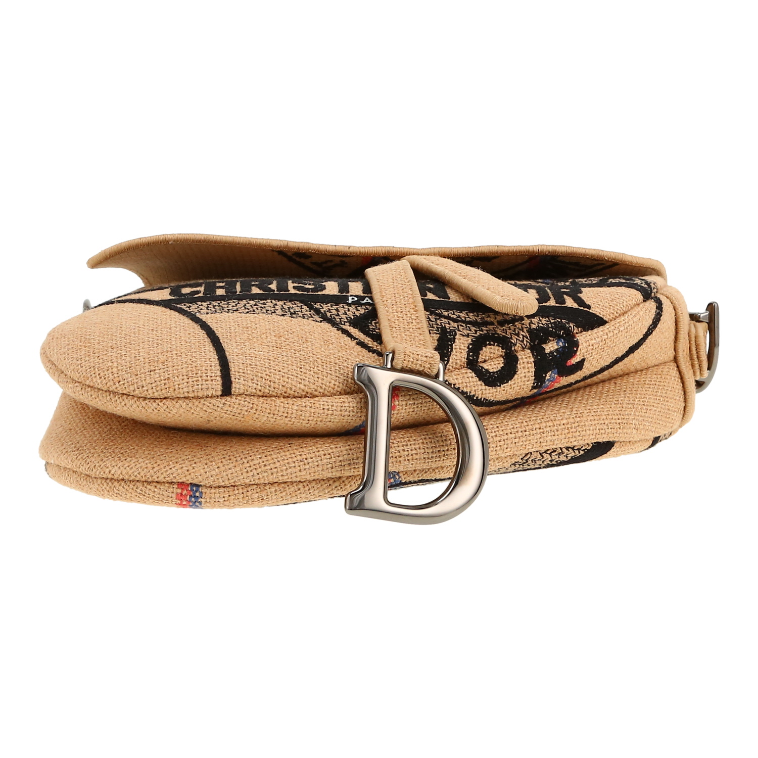 Dior  Saddle medium model  handbag  in beige raphia - Detail D1