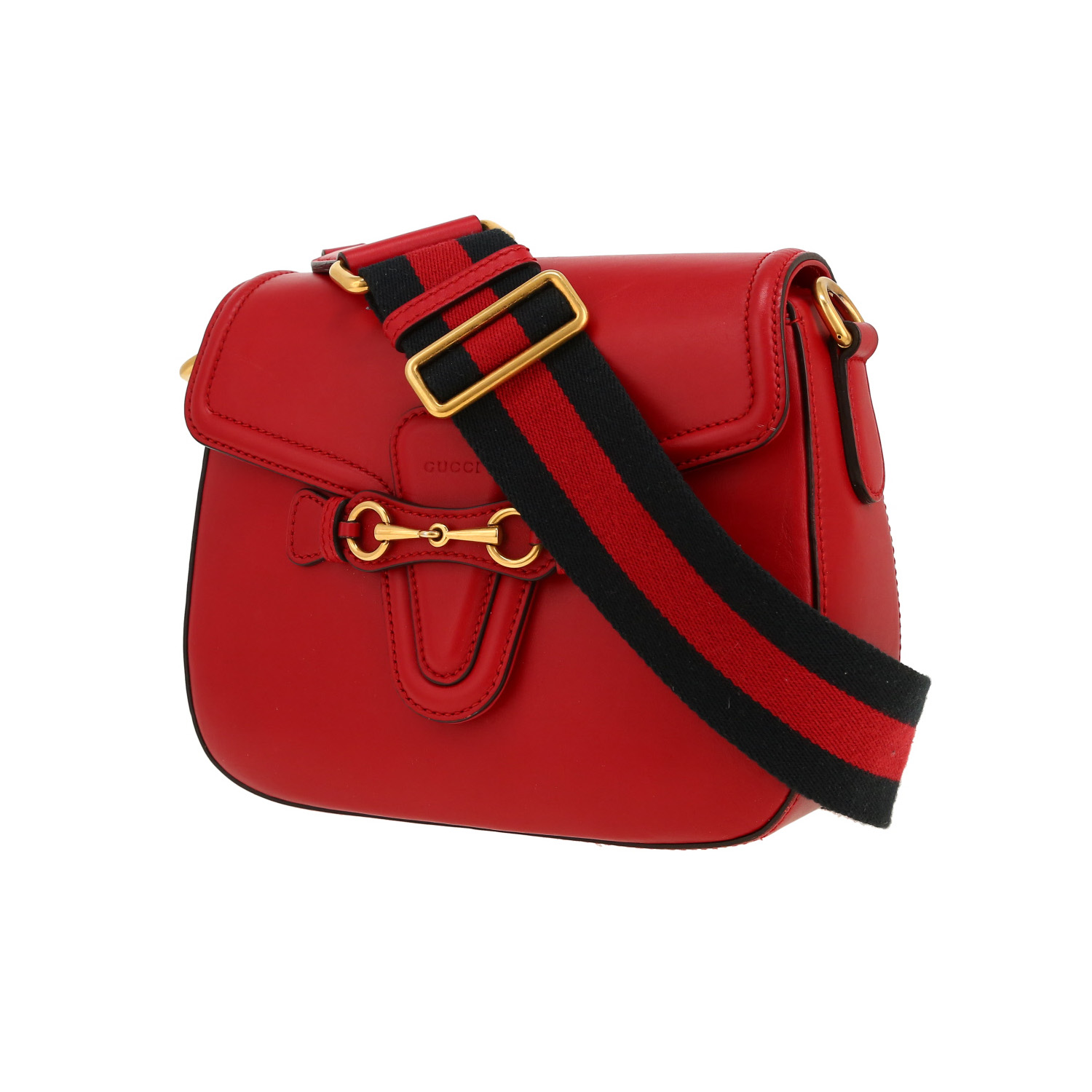 Gucci  1955 Horsebit shoulder bag  in red smooth leather - Detail D4