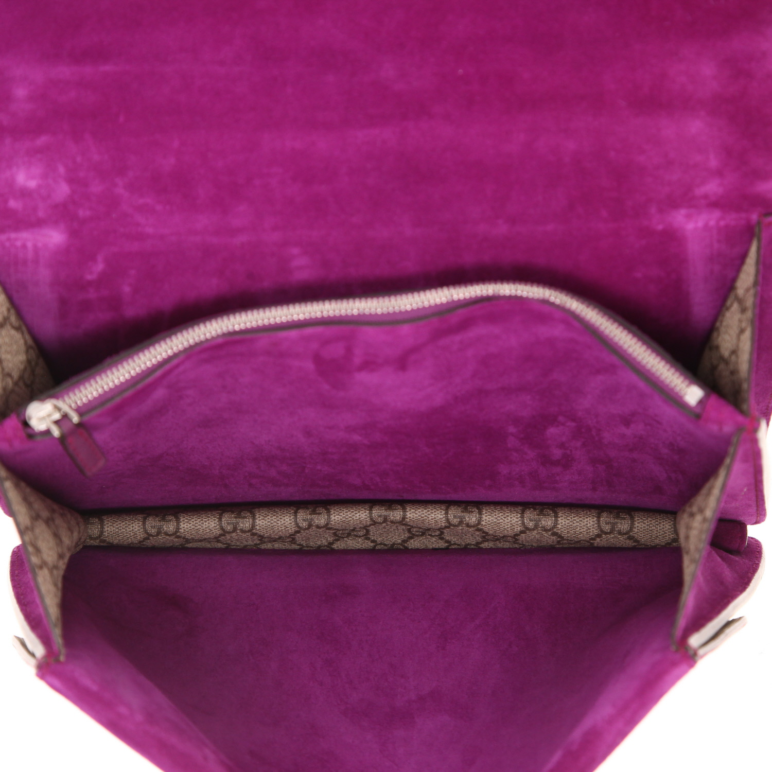 Borsa Gucci  Dionysus in tela "sûpreme GG" beige e Veau velours viola - Detail D3