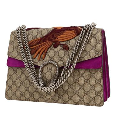 Bolso de mano Gucci  Dionysus en tejido "sûpreme GG" beige y Veau velours violeta