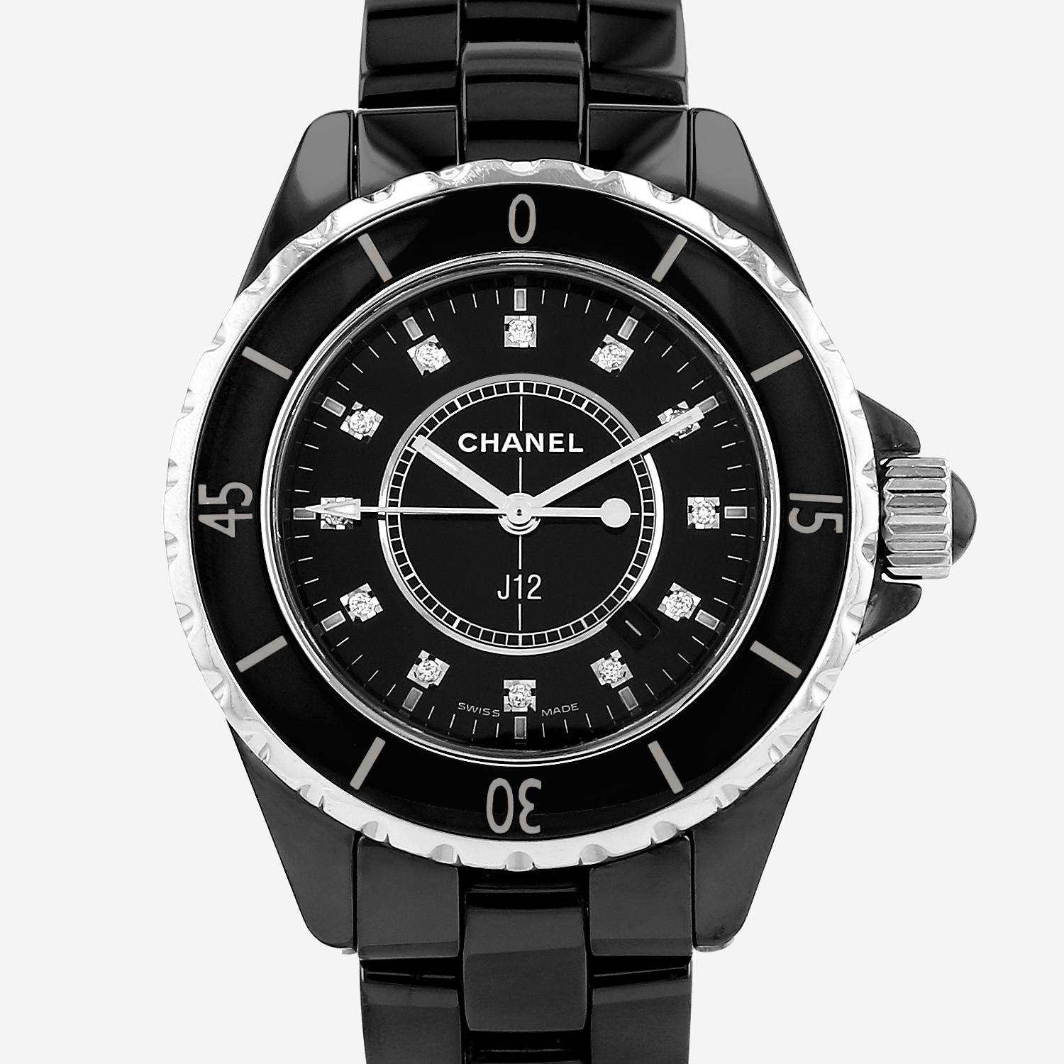 Orologio Chanel J12 Joaillerie in ceramica nera e acciaio Ref: Chanel - H1625  Circa 2008
