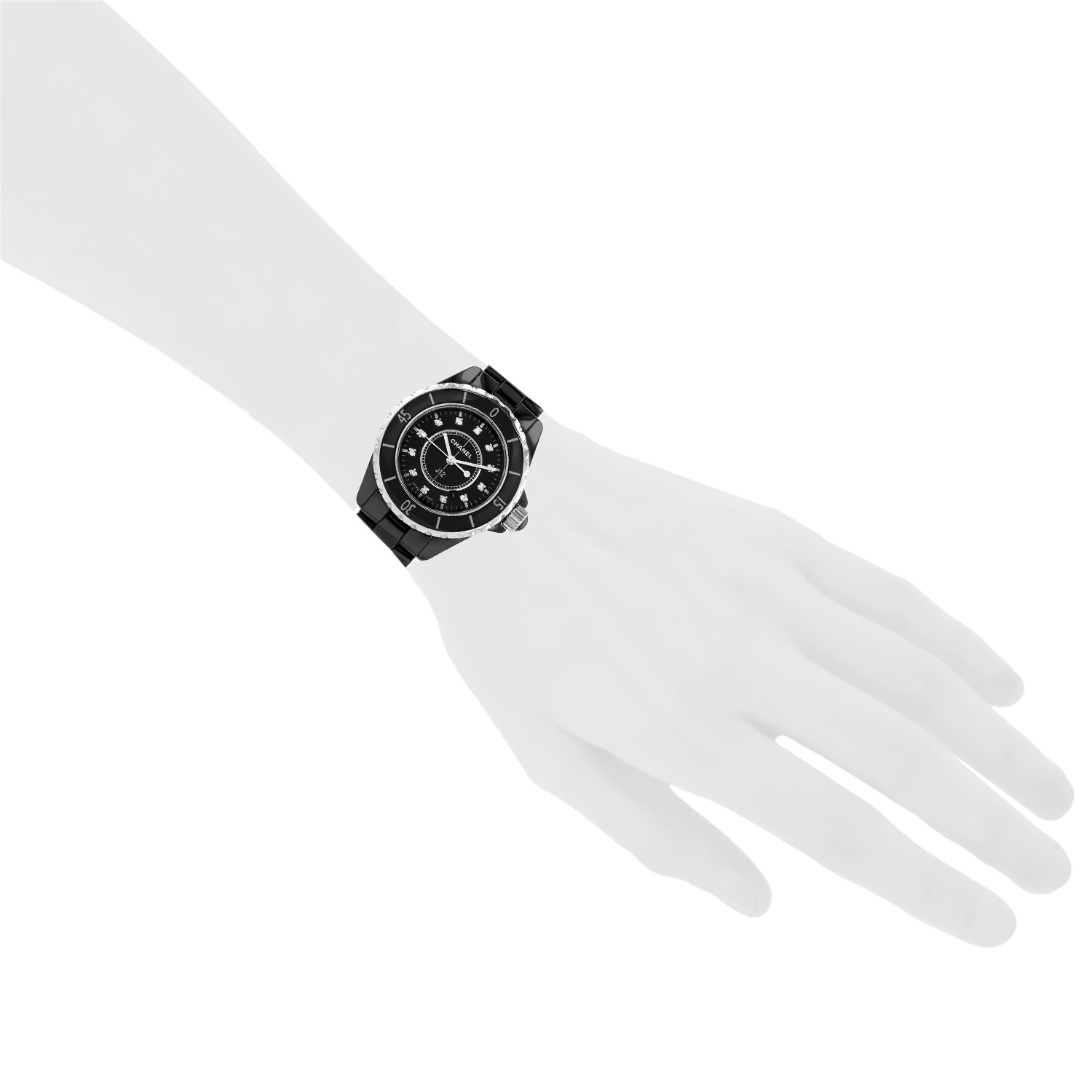 Montre Chanel J12 Joaillerie en céramique noire et acier Ref: Chanel - H1625  Vers 2008 - Detail D1