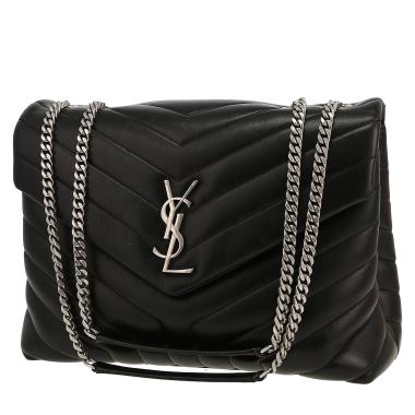 Borsa a tracolla Saint Laurent  Loulou modello medio  in pelle trapuntata a zigzag nera