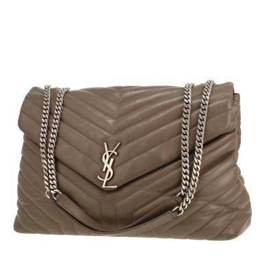 Borsa Saint Laurent  Loulou modello grande  in pelle trapuntata a zigzag grigia