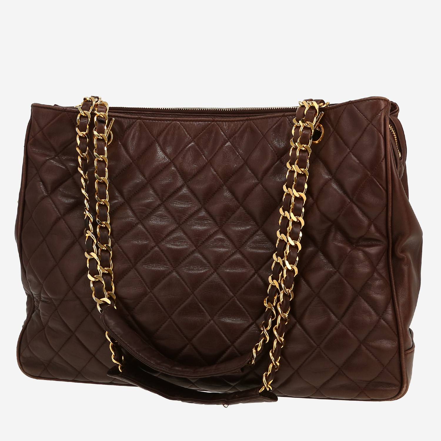 Chanel  Vintage Shopping shoulder bag  in brown quilted leather