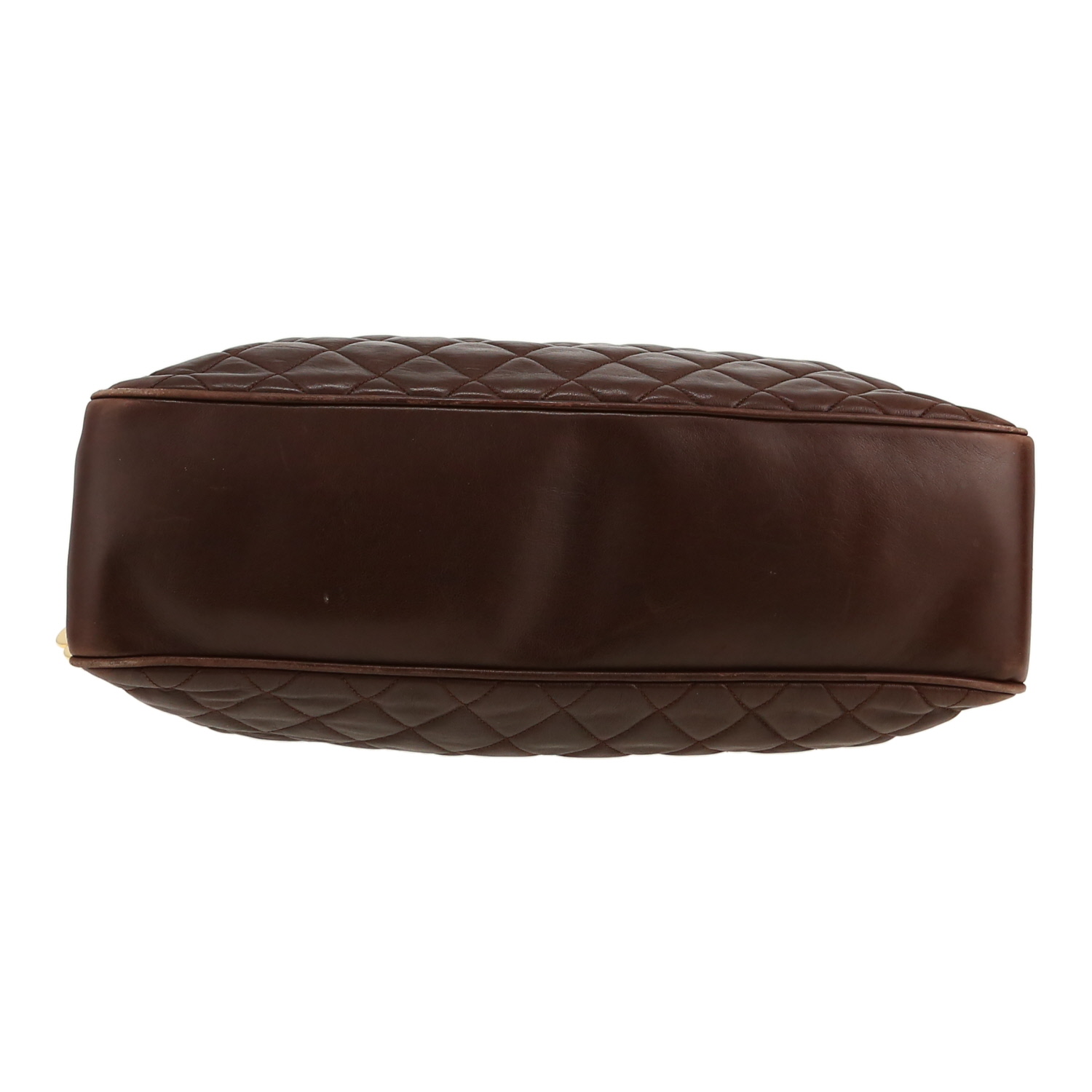 Sac porté épaule Chanel  Vintage Shopping en cuir matelassé marron - Detail D1