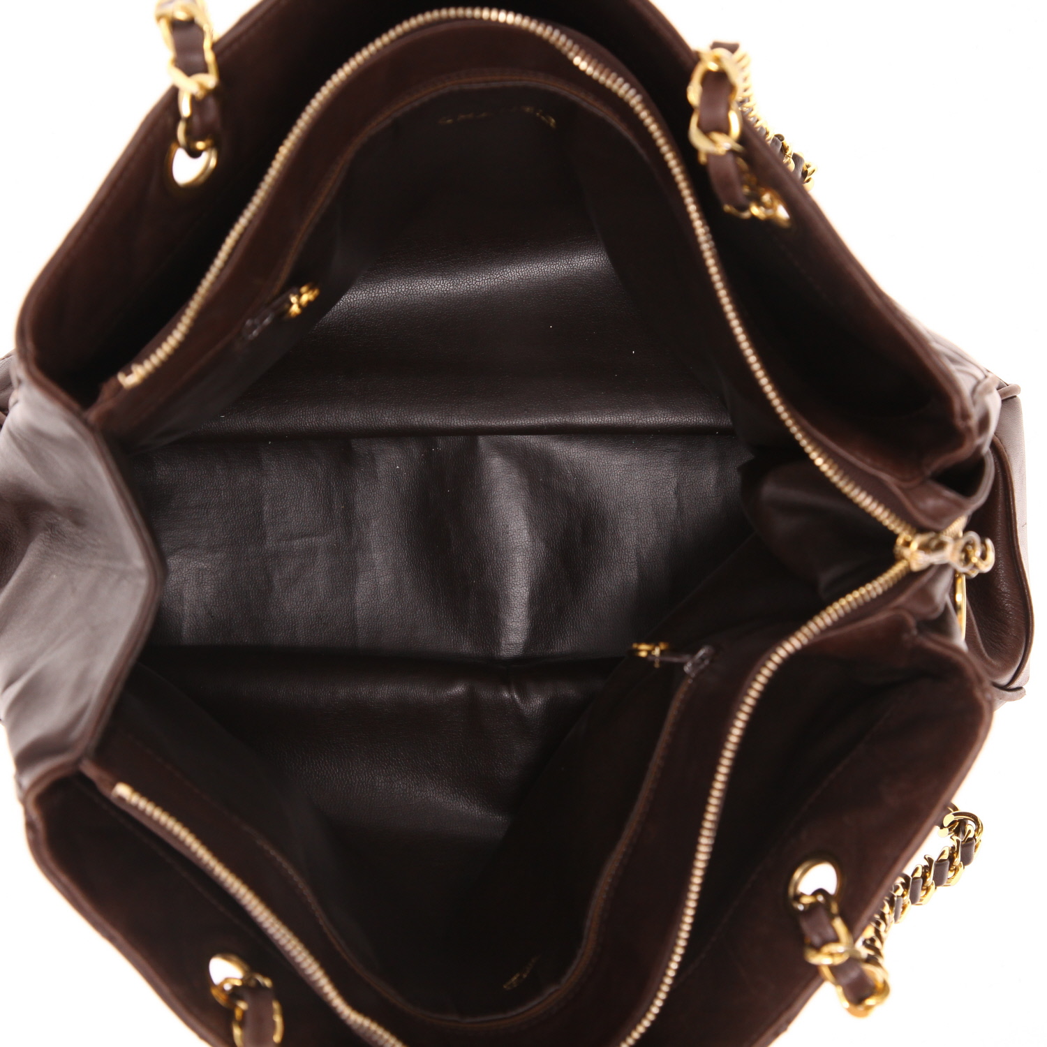 Bolso para llevar al hombro Chanel  Vintage Shopping en cuero acolchado marrón - Detail D4