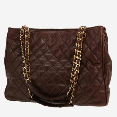 Chanel  Vintage Shopping shoulder bag  in brown quilted leather