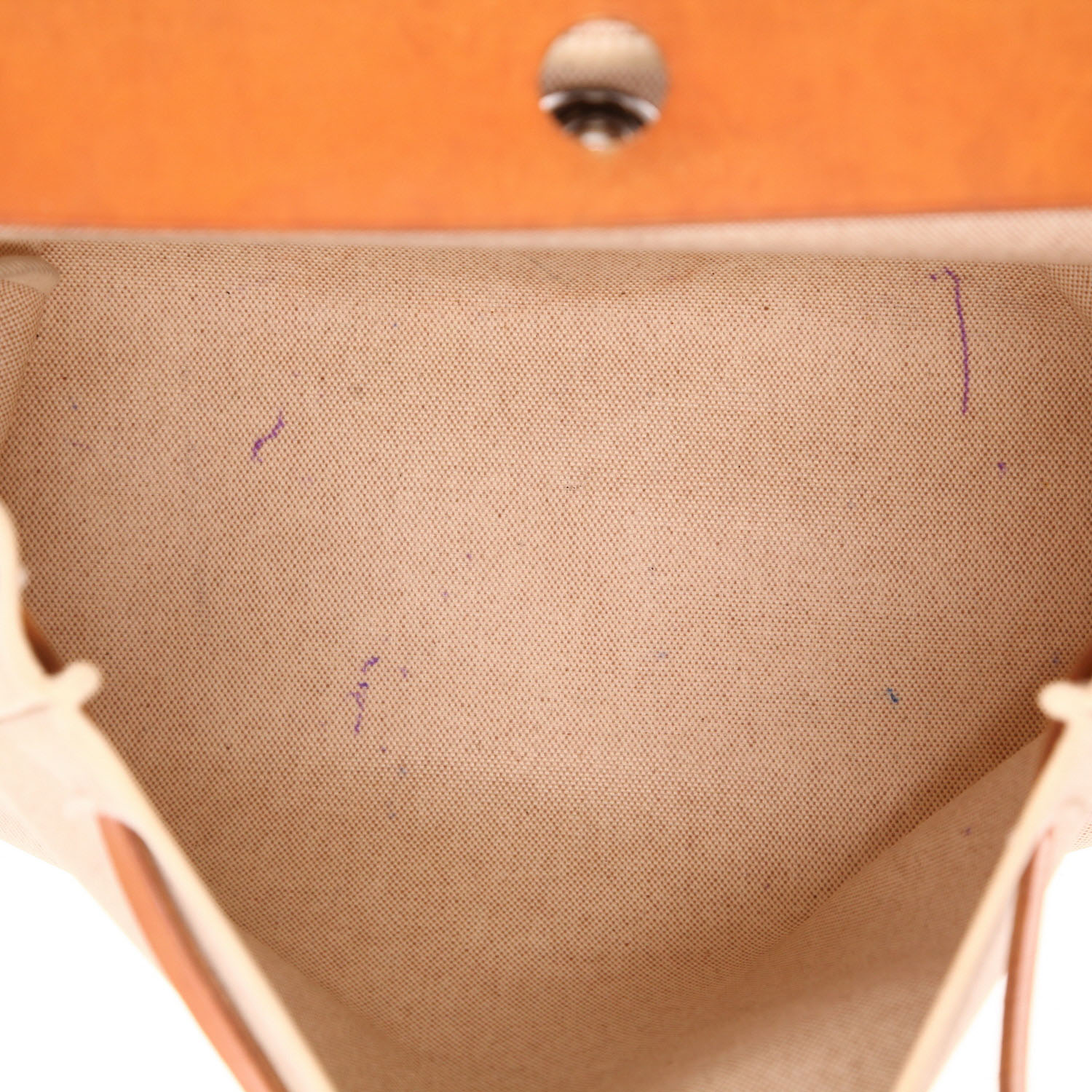 Hermès  Herbag bag worn on the shoulder or carried in the hand  in beige canvas  and Hunter cowhide - Detail D3