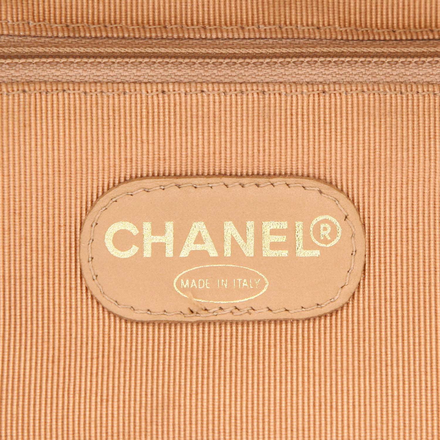 Bolso Cabás Chanel  Vintage en cuero acolchado beige - Detail D2