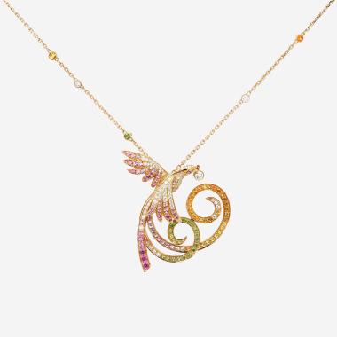 Collier Van Cleef & Arpels Oiseaux de Paradis en or jaune, diamants et pierres de couleurs