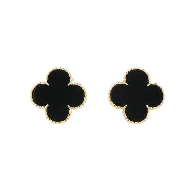 Paire de boucles d'oreilles Van Cleef & Arpels Magic Alhambra en or jaune et onyx