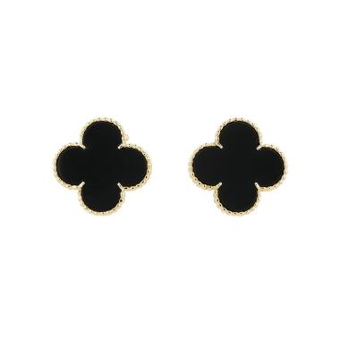 Van Cleef & Arpels Magic Alhambra earrings in yellow gold and onyx