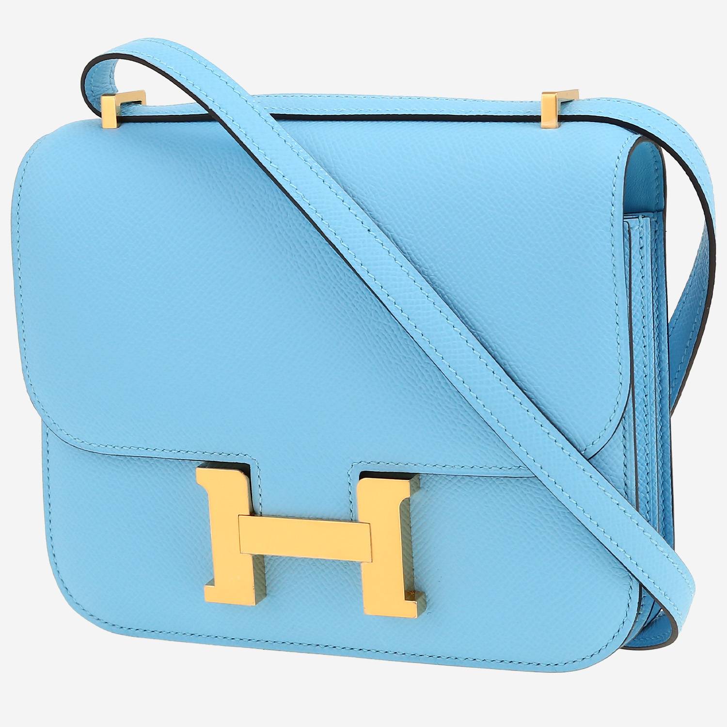 Borsa a tracolla Hermès  Constance mini  in pelle Epsom blu Celeste