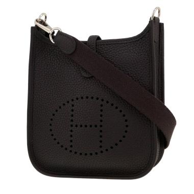 Sac bandoulière Hermès  Mini Evelyne en cuir togo Bleu Caban