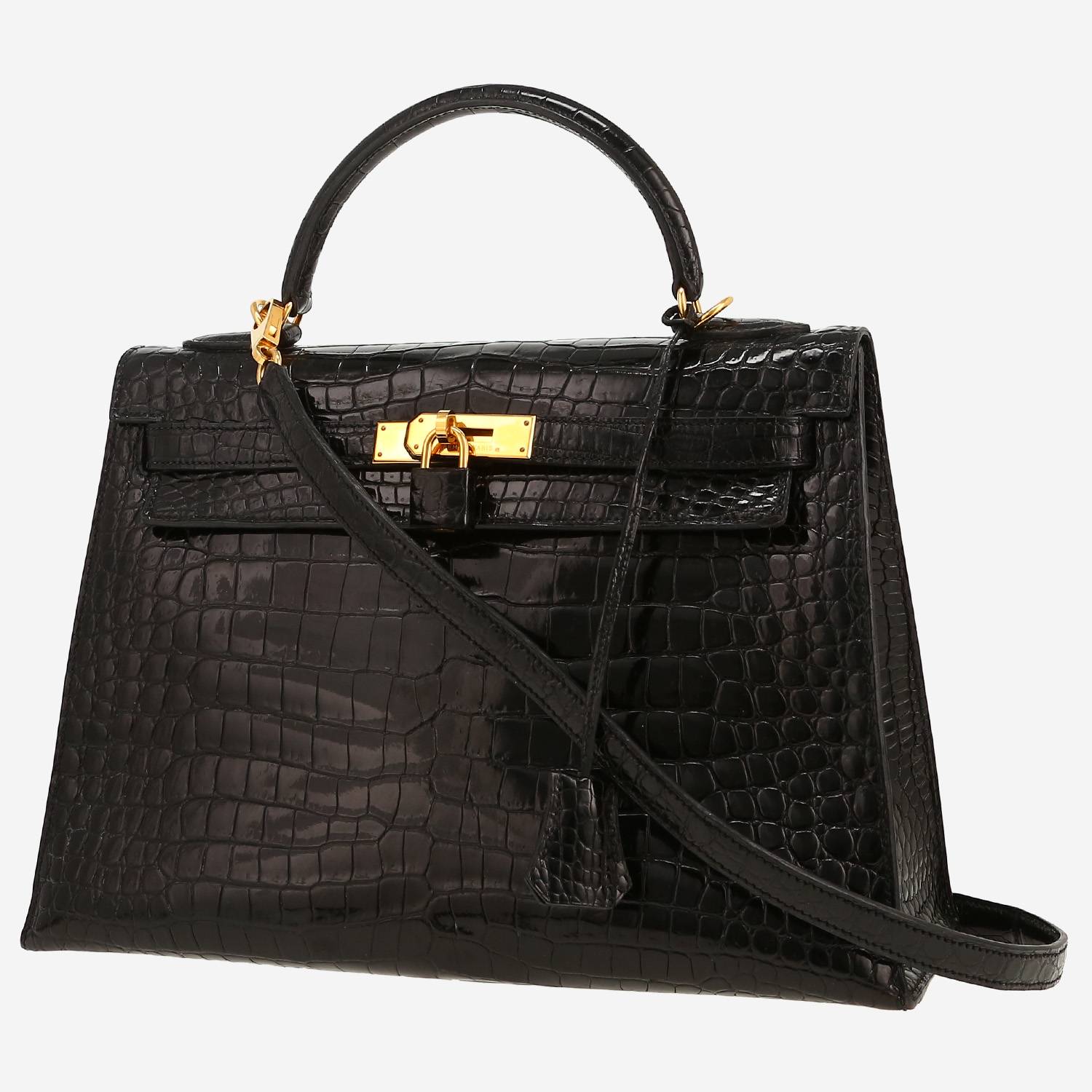 Hermès  Kelly 32 cm handbag  in black porosus crocodile