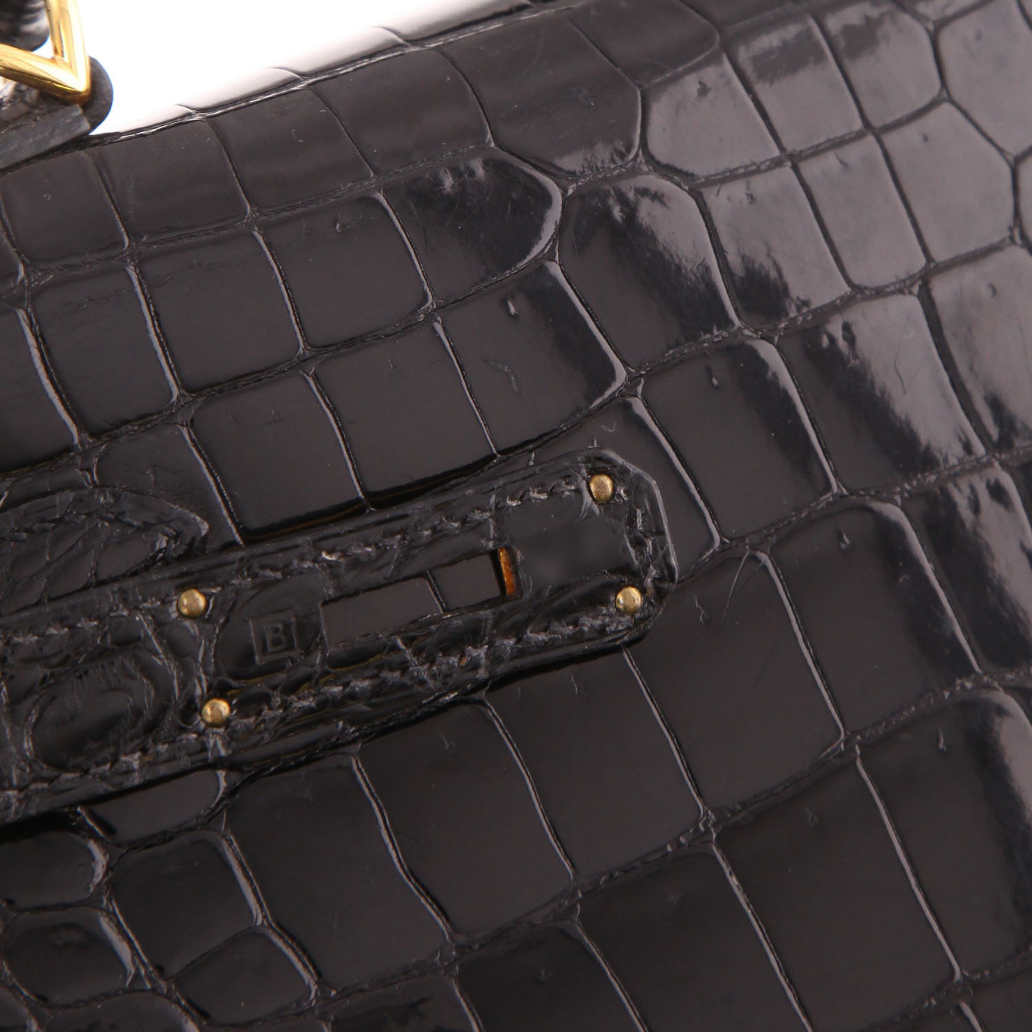 Sac à main Hermès  Kelly 32 cm en crocodile porosus noir - Detail D4