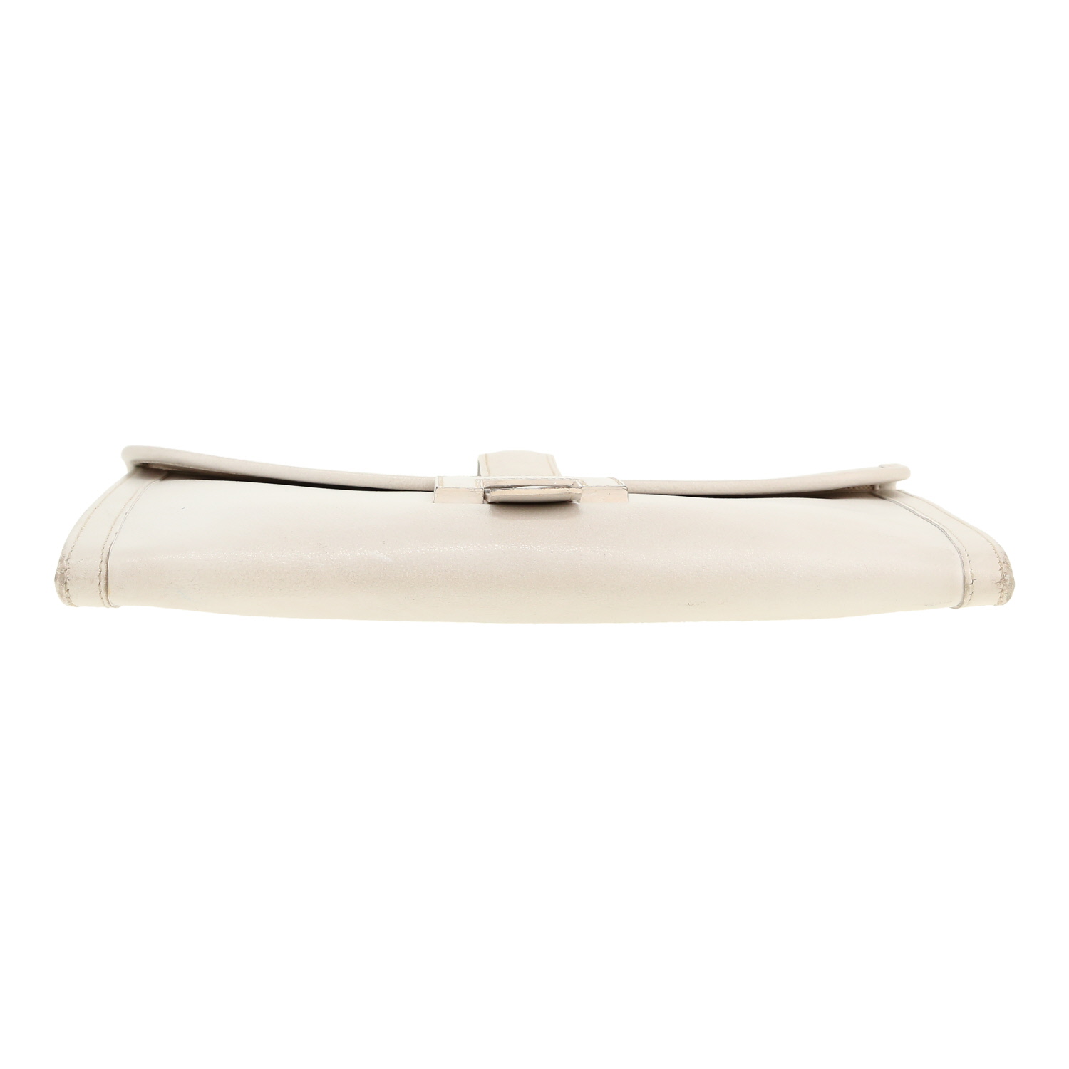 Hermès Jige pouch in white grained leather - Detail D1