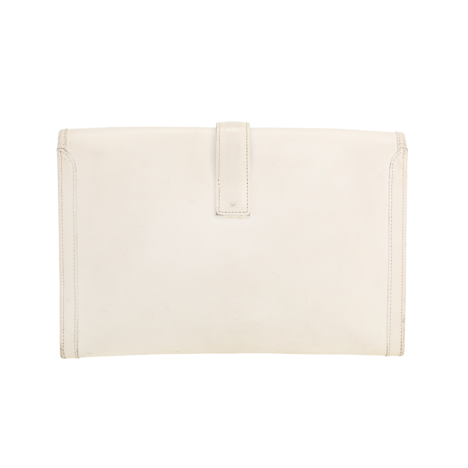 Pochette Hermès Jige en cuir grainé blanc - Detail D7