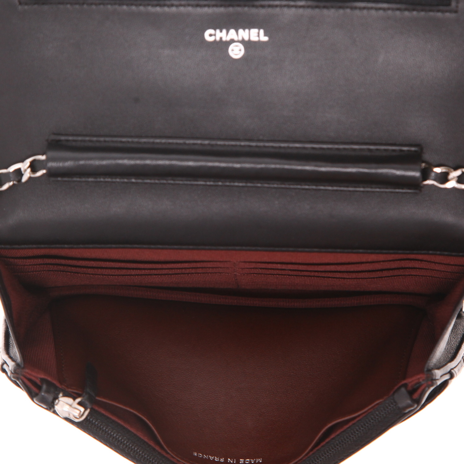 Chanel  Wallet on Chain shoulder bag  in black quilted leather - Detail D3