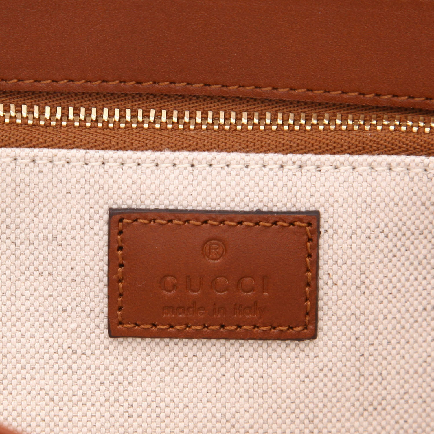 Gucci  1955 Horsebit shoulder bag  in brown leather  and beige raphia - Detail D2