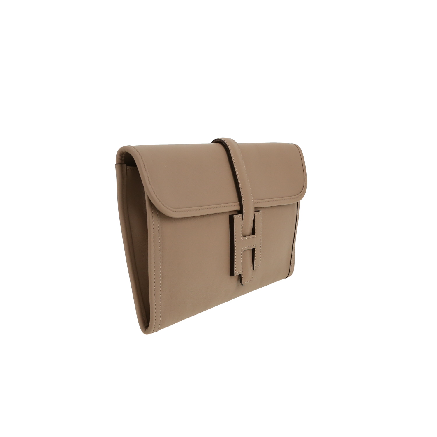 Hermès Jige pouch in tourterelle grey Swift leather - Detail D5