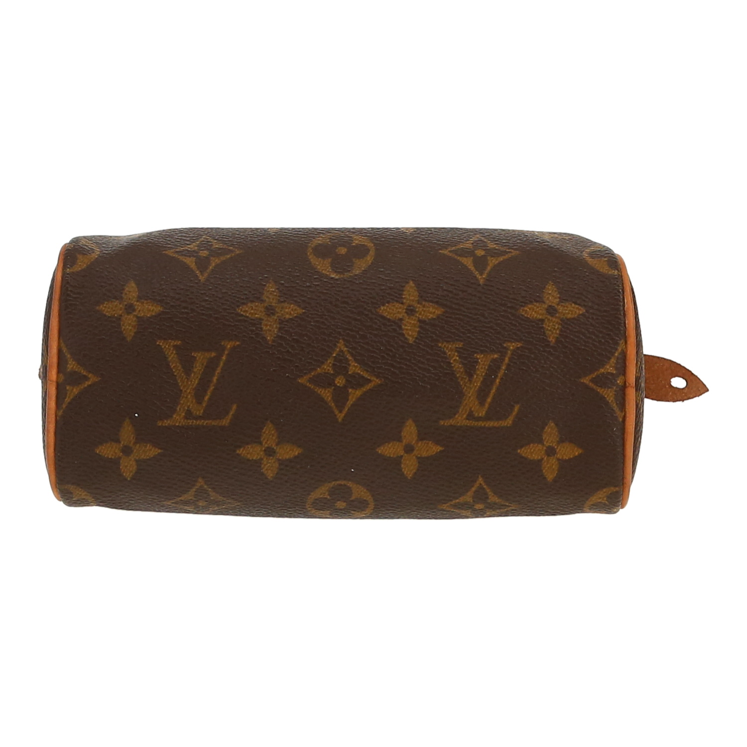 Borsa Louis Vuitton Nano Speedy in tela Monogram marrone e pelle naturale - Detail D1