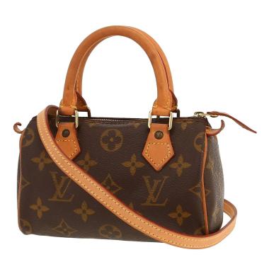 Bolso Louis Vuitton Nano Speedy de lona Monogram marrón y piel natural
