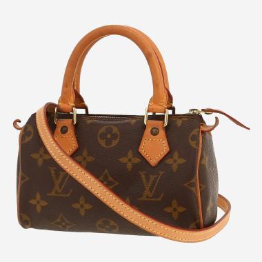 Sac à main Louis Vuitton  Nano Speedy en toile monogram marron et cuir naturel