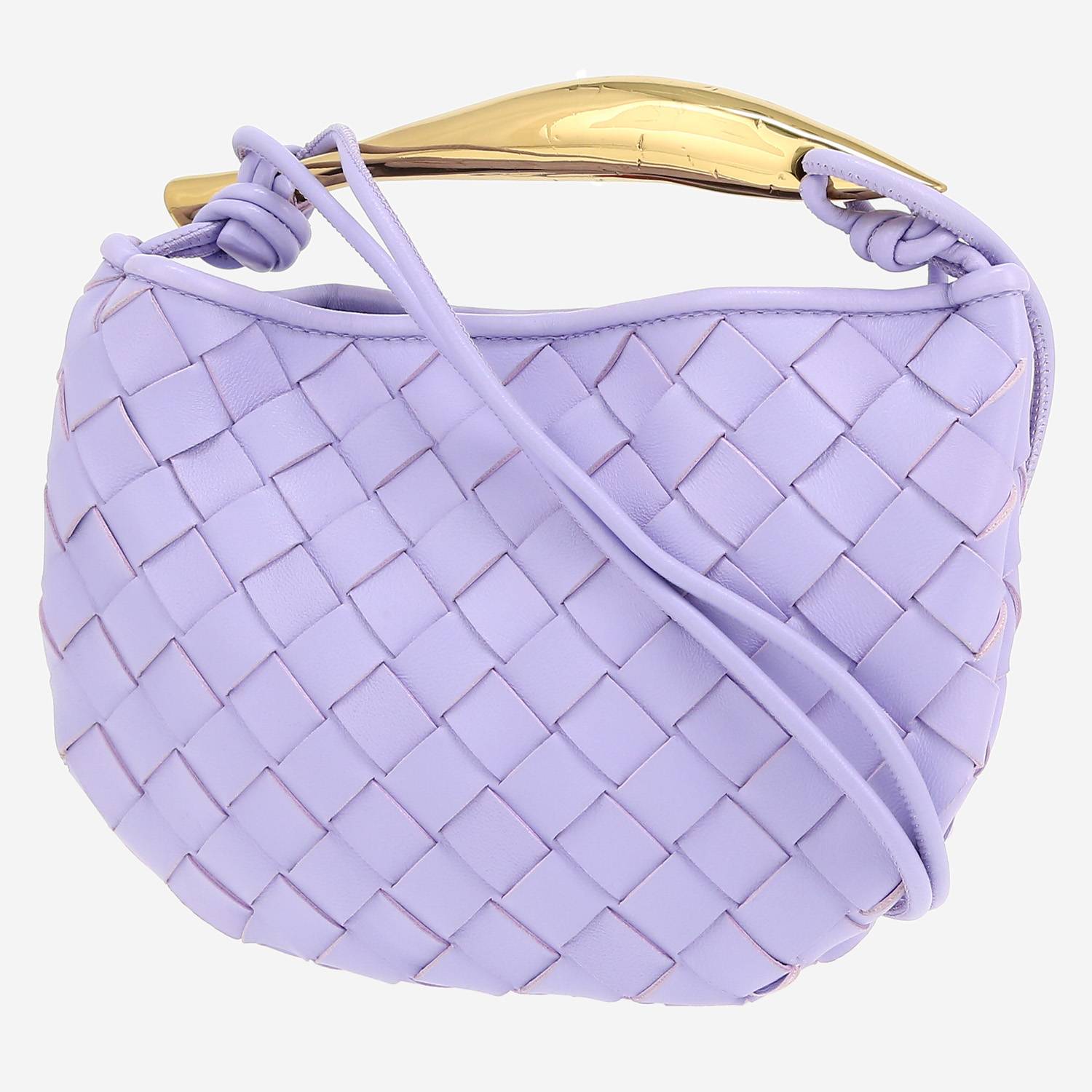 Borsa a tracolla Bottega Veneta  Sardine modello piccolo  in pelle intrecciata viola