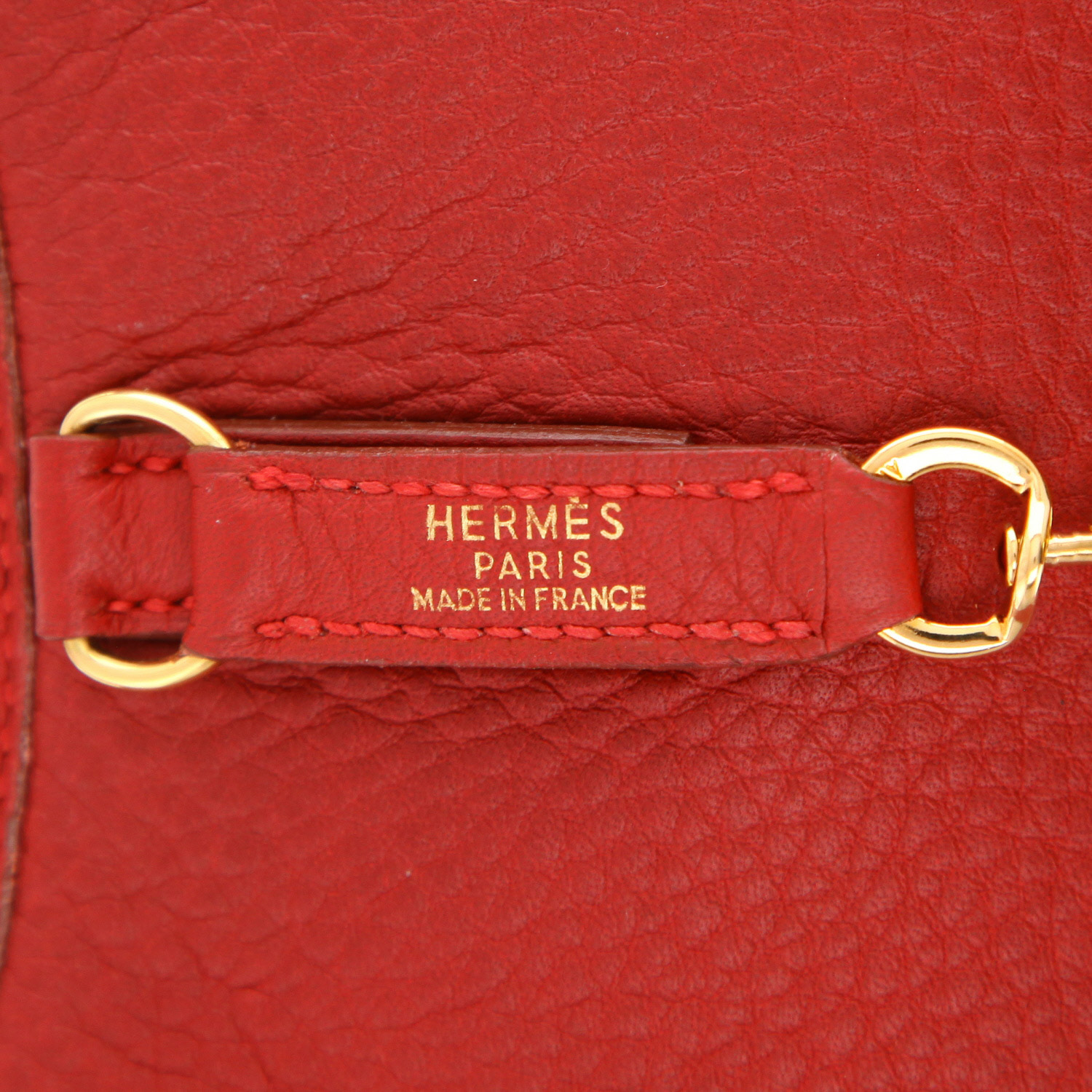 Hermès  Trim handbag  in red Fjord leather - Detail D2