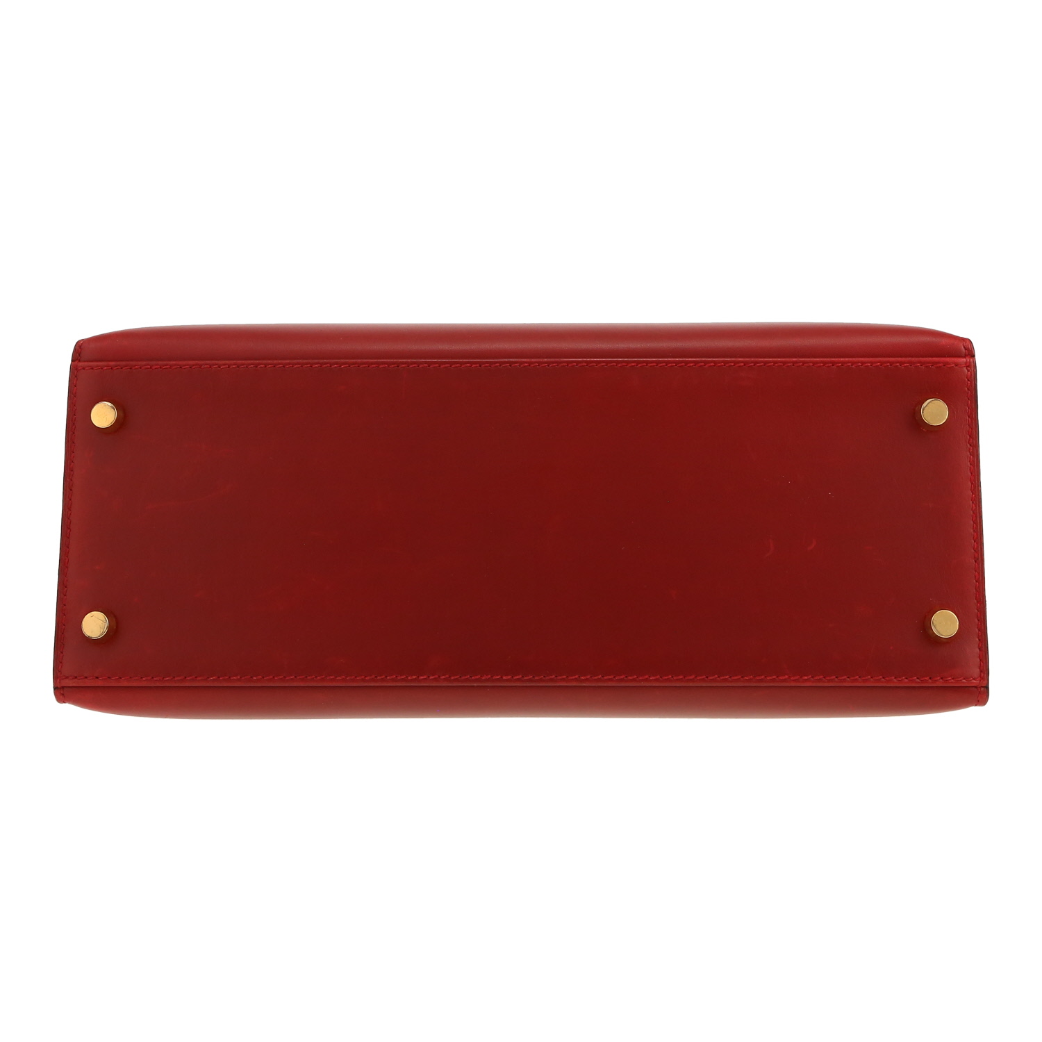 Bolso de mano Hermès  Kelly 28 cm en cuero box rojo - Detail D1