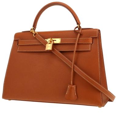 Bolso de mano Hermès  Kelly 32 cm en cuero Courchevel color oro