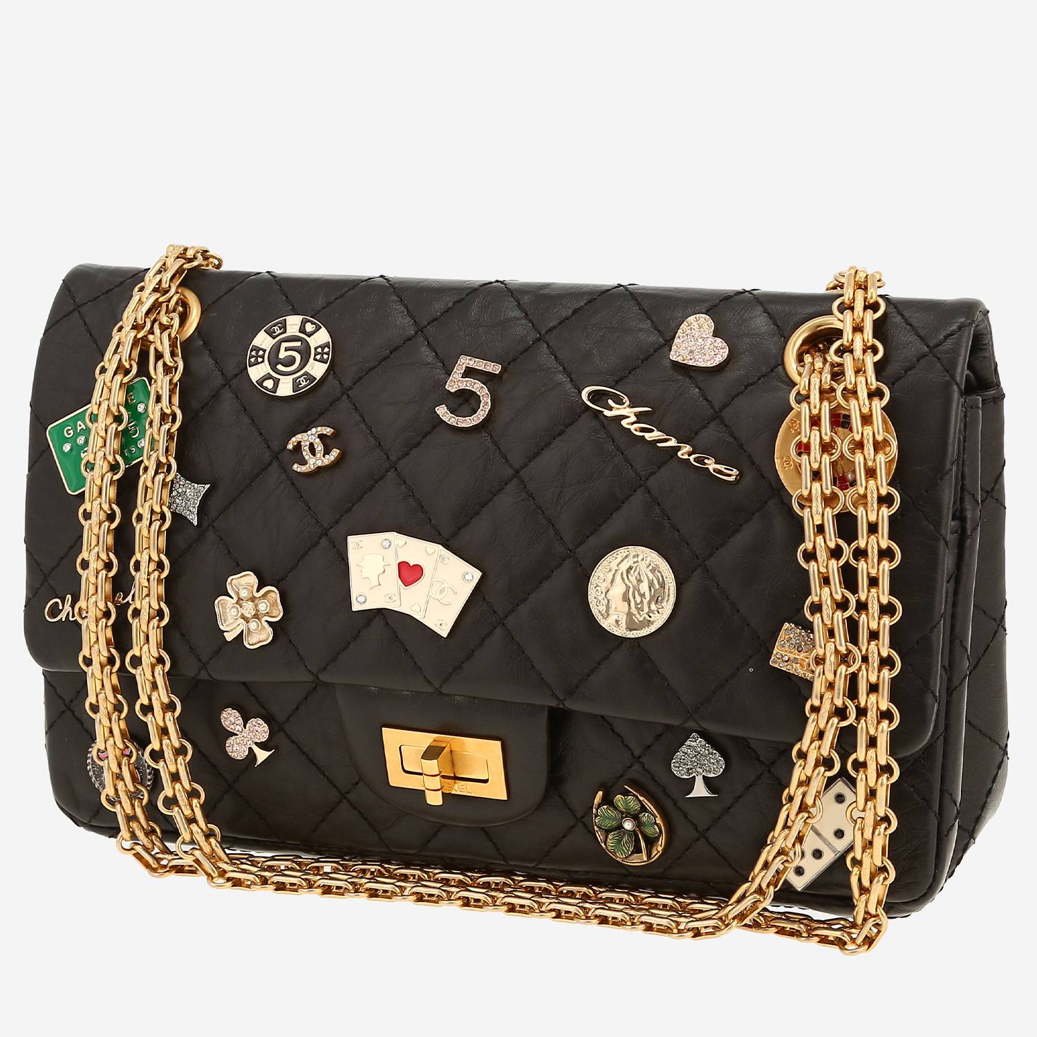 Sac bandoulière Chanel  2.55 en cuir matelassé noir
