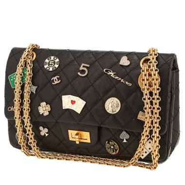 Chanel  2.55 shoulder bag  in black quilted leather