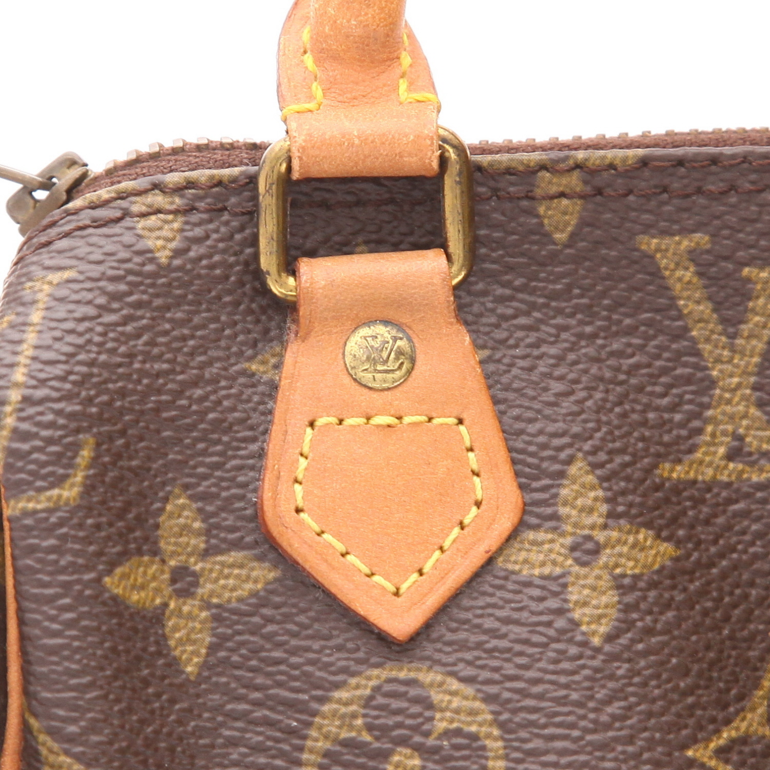 Borsa Louis Vuitton  Nano Speedy in tela monogram marrone e pelle naturale - Detail D2