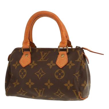 Louis Vuitton  Nano Speedy handbag  in brown monogram canvas  and natural leather