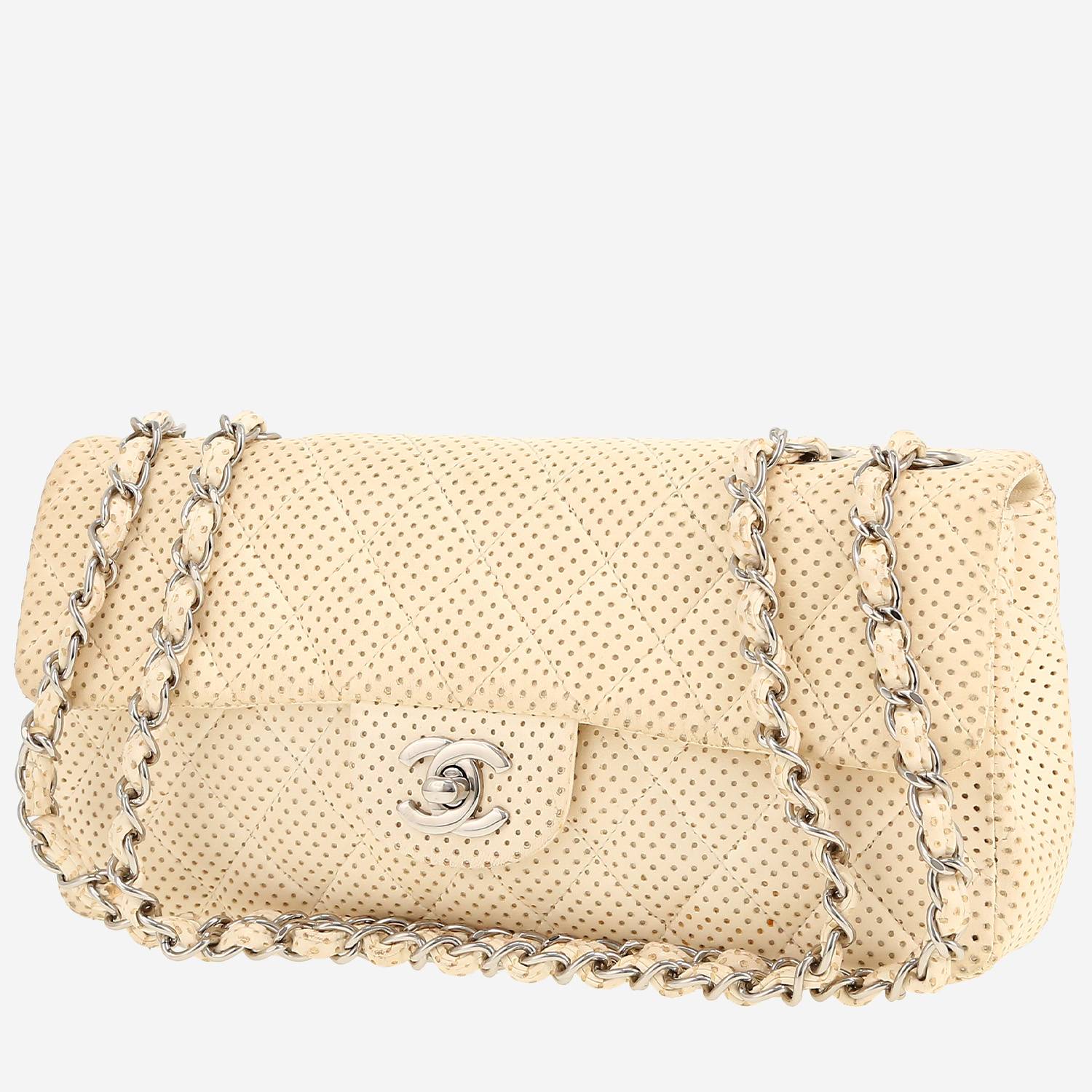 Chanel  Baguette handbag  in beige quilted leather