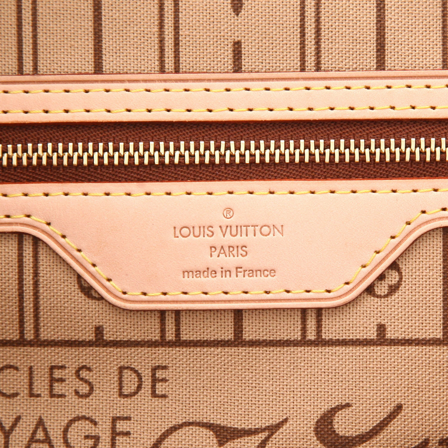 Louis Vuitton  Neverfull small model  shopping bag  in brown monogram canvas  and natural leather - Detail D2