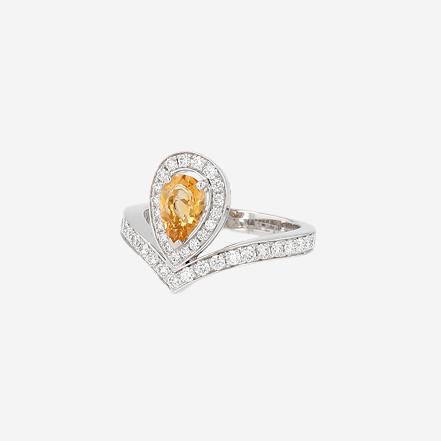 Chaumet Joséphine Aigrette ring in white gold, diamonds and citrine